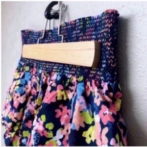 Kids Navy Pink Floral Ruffle Skirt